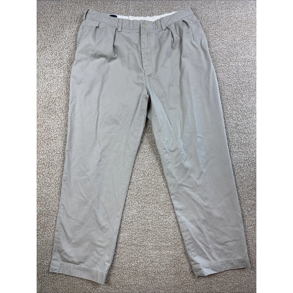 Polo Ralph Lauren Mens Andrew Pant Beige Pleated Cotton Chino Dress Pants 38x30